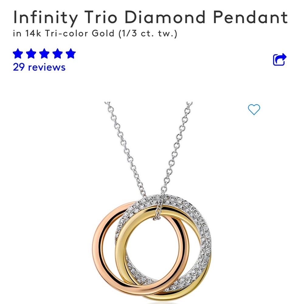 Blue Nile Infinity Trio Diamond Pendant in 14k Tri-color Gold (1/3 ct. tw.)
